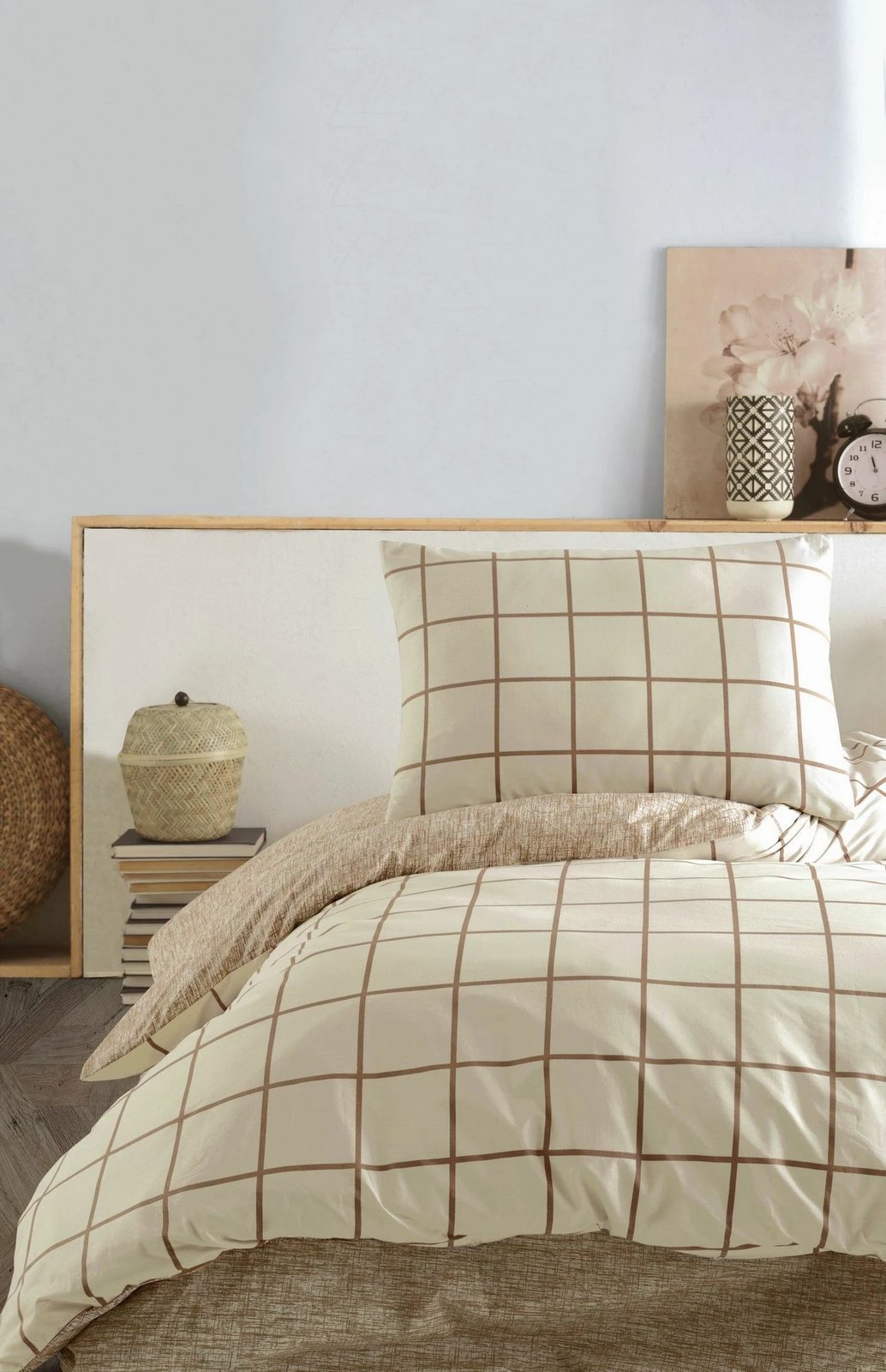 Set mbulesë për jorgan njëpersonësh, kare, ngjyrë krem, L'essentiel