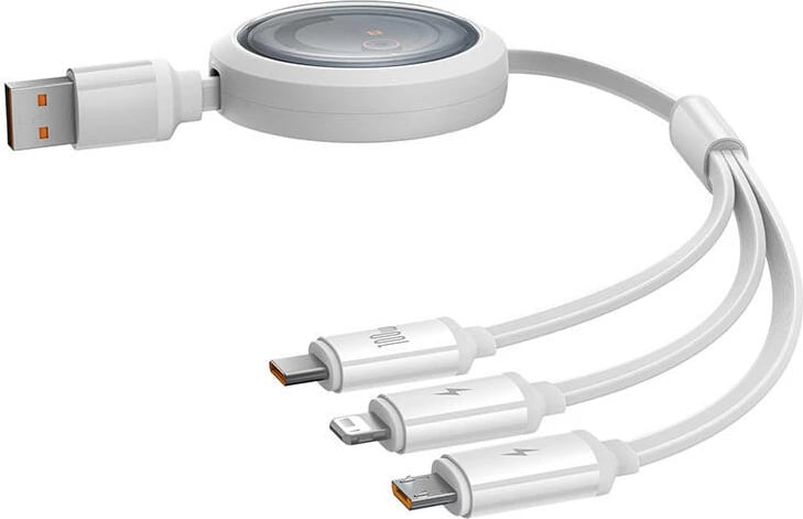 Kabllo 3-në-1 Baseus Free2Draw, 1.1m, 100W, USB në Micro+Lightning+USB-C, e bardhë Kabllo 3-në-1 Baseus Free2Draw, 1.1m, 100W, USB në Micro+Lightning+USB-C, e bardhë