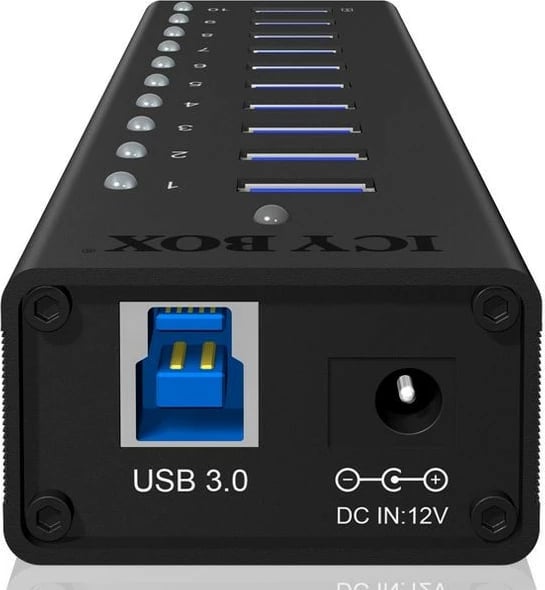 Hub USB aktiv IcyBox IB-AC6110, 10 porta, USB 3.0, i zi