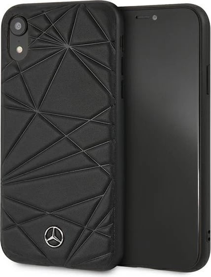 Mbështjellës Mercedes Twister për iPhone XR, lëkurë, i zi