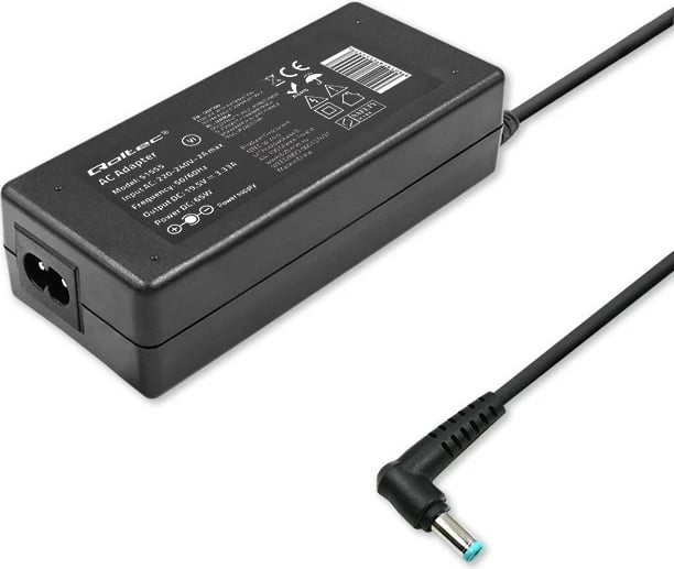 Adapter rryme për laptop Qoltec 51555, 65W, 19.5V, 3.33A, 4.5x3.0 mm, i zi