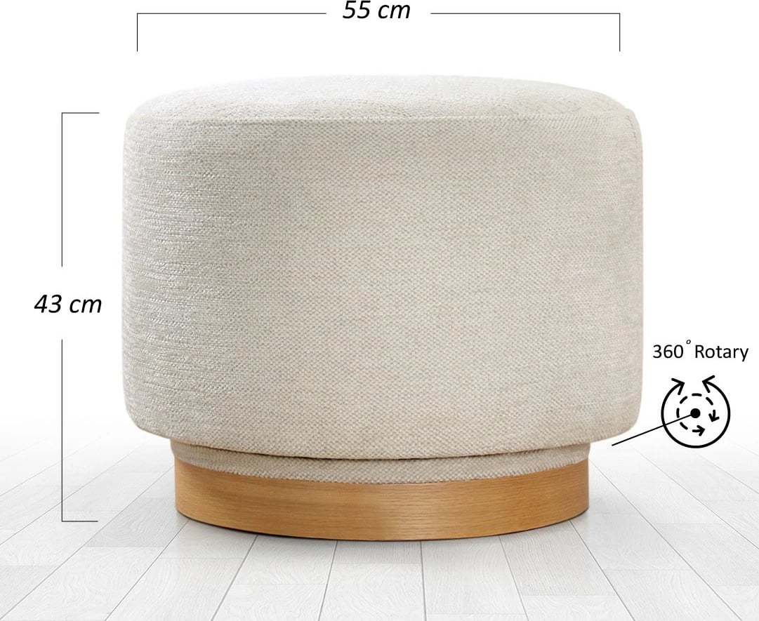 Puf Atelier del Sofa, rrotullues, krem