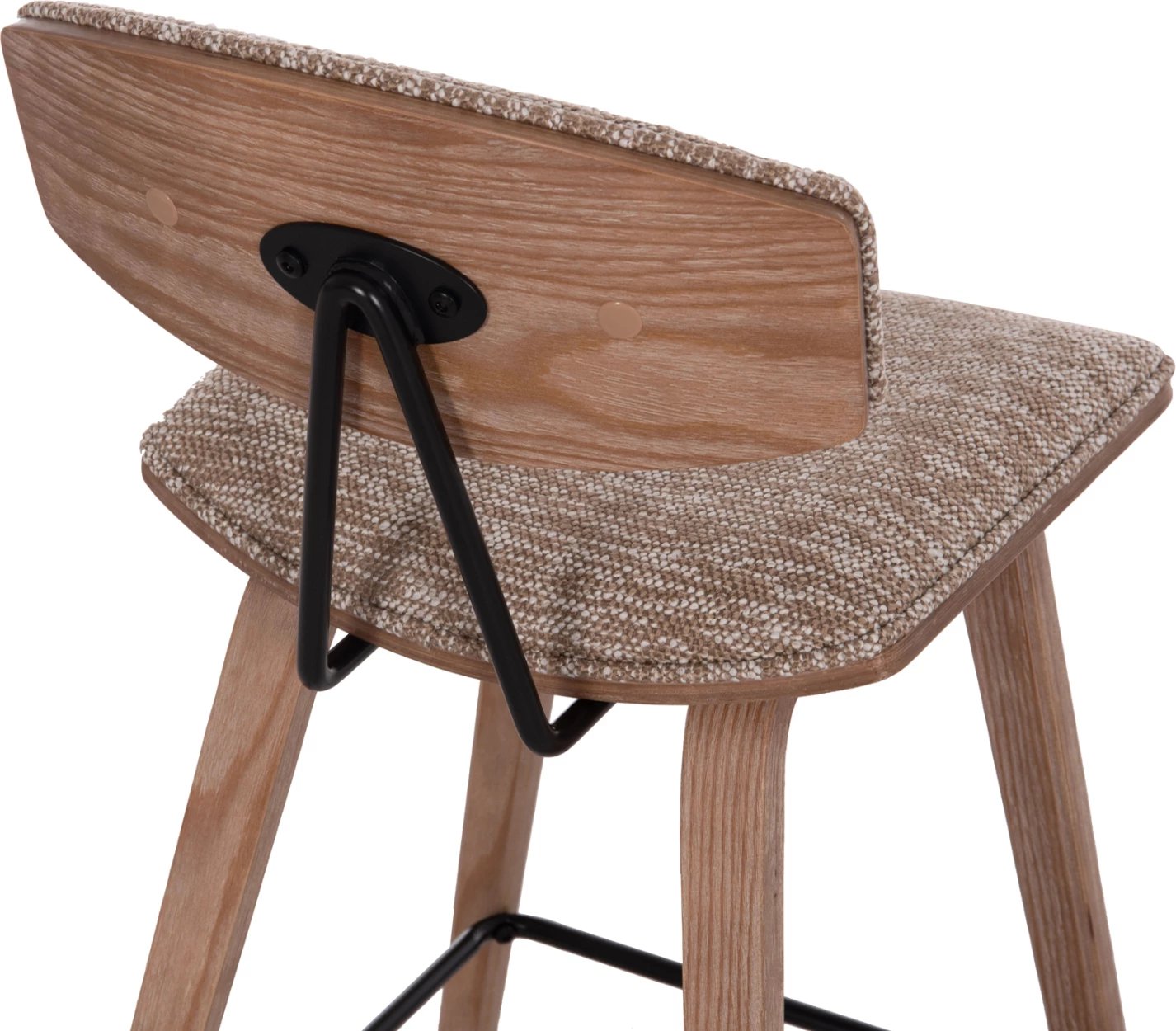 Karrige për bar, lartësi mesatare, INOVER FH9984.01, dru i bardhë, material kafe, 50x48x90cm