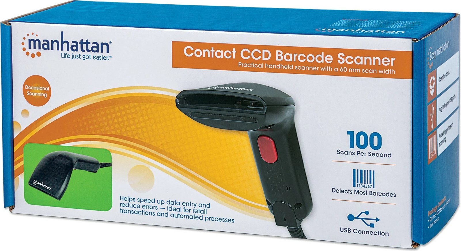 Skaner barkodësh MANHATTAN CCD USB 60mm, i zi