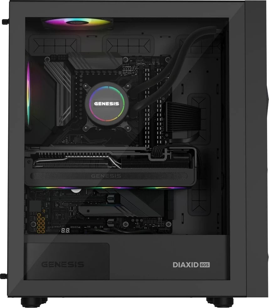 Sistem ftohës me lëng për kasë kompjuteri GENESIS NLG-2321, 3 ventilatorë, RGB, i zi
