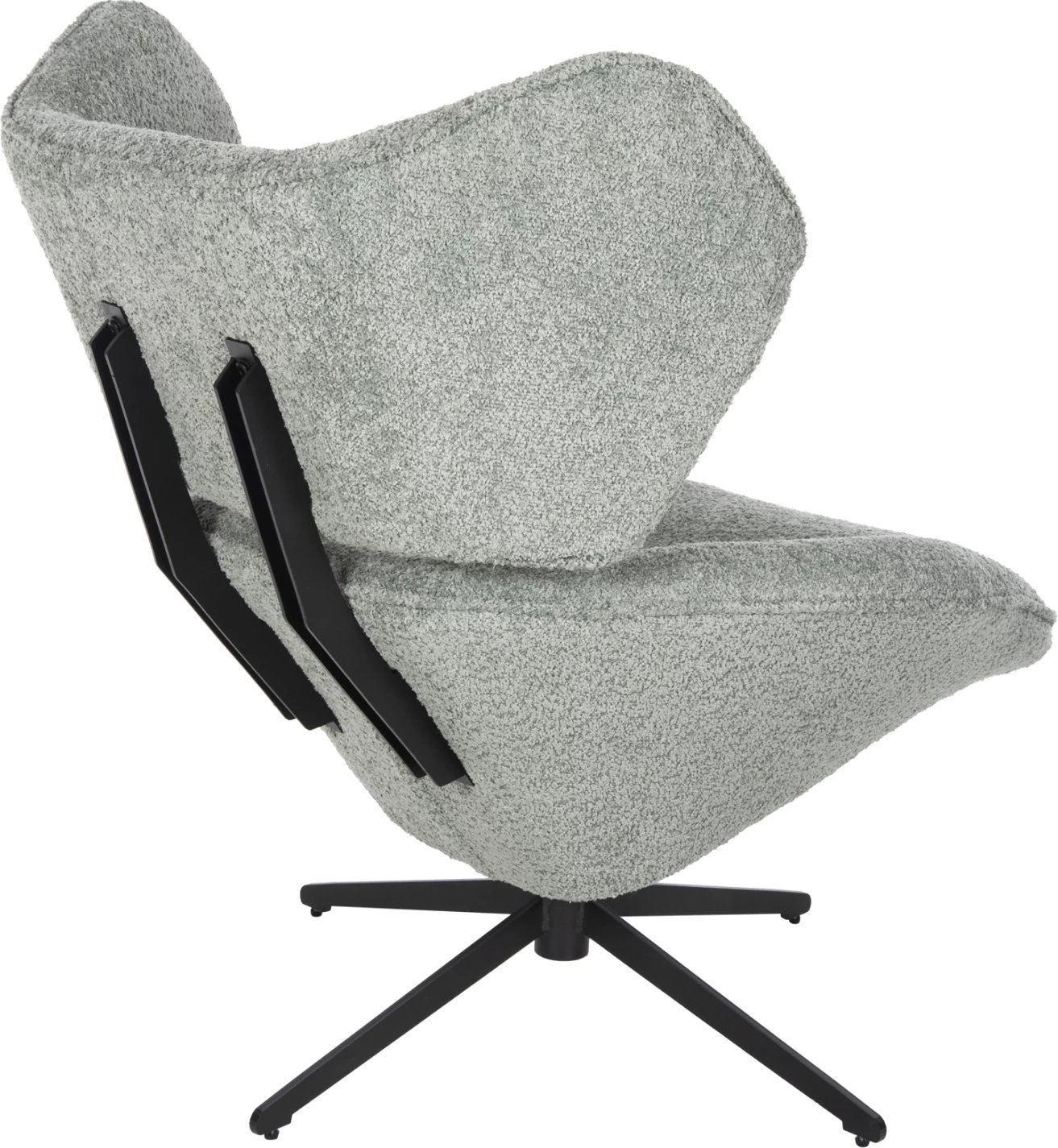 Karrige rrotulluese BRYLL, ngjyrë fistik, FH9597.05, bazë metalike e zezë, 86x90x97H cm