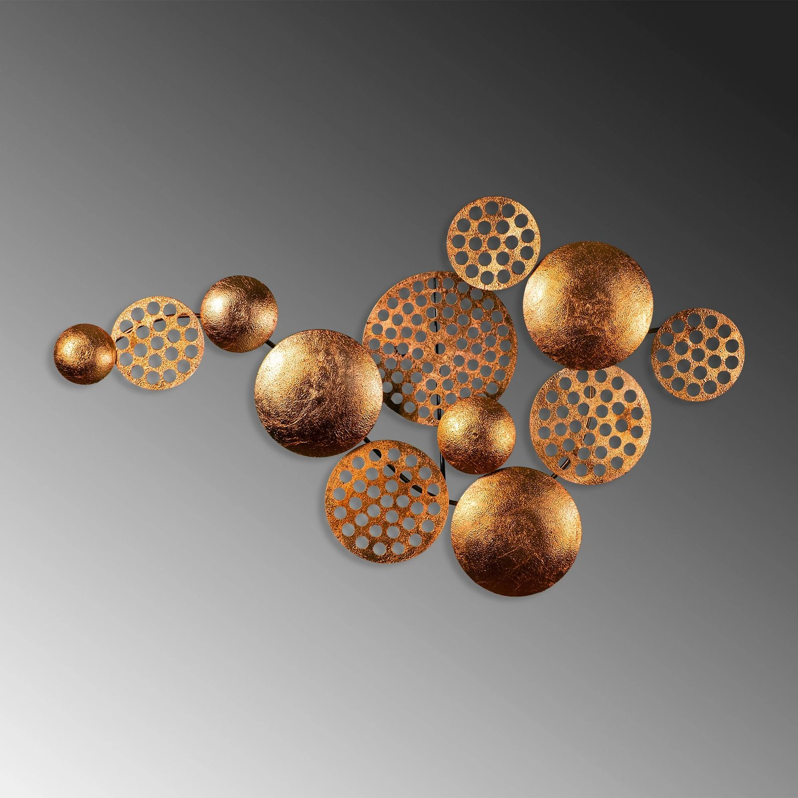 Aksesor dekorativ metalik për mur, Wallity Aurora 3, ngjyrë bakri, 45x82cm