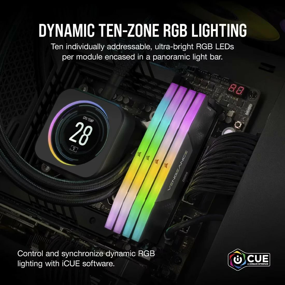 RAM Memorje Corsair Vengeance RGB DDR5, 48GB (2x24GB), 6400MHz, CL36, E zezë