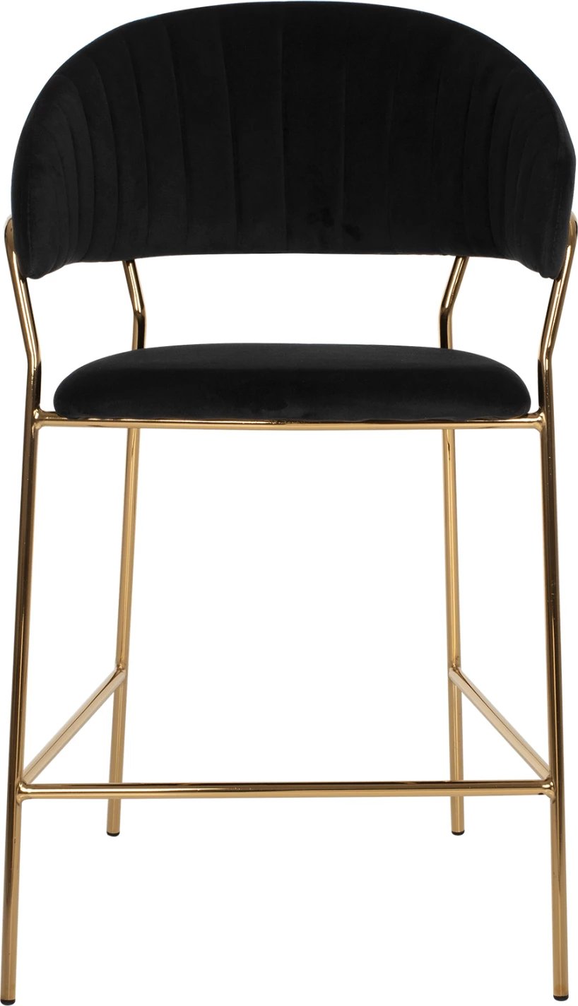 Karrige për bar THEODORE, FH8734.04, kadife e zezë, kornizë metali e artë, 60x55x100H cm., set prej 2 copë