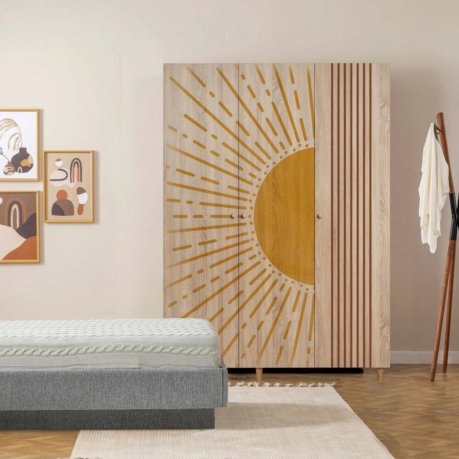 Dollap Lena 3, ngjyrë sonomo, Skye Decor - 135x192x52cm