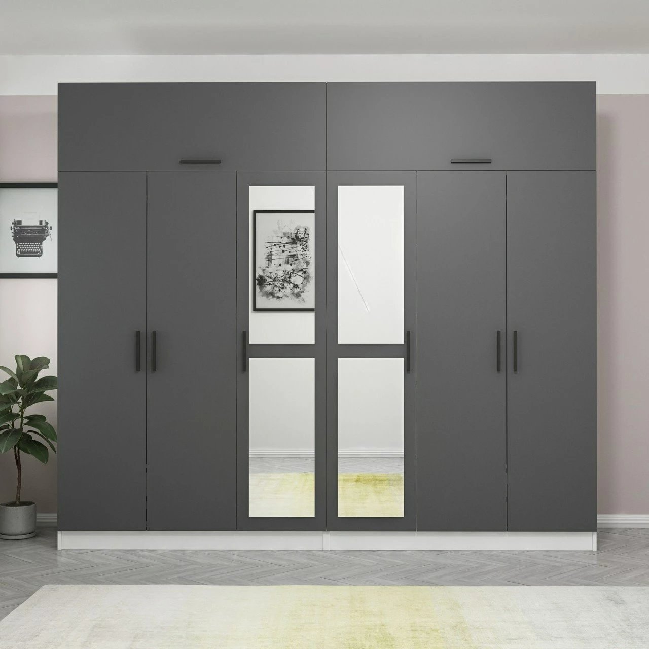 Dollap garderobe Skye Decor, ngjyrë antracit, 270x235x52cm