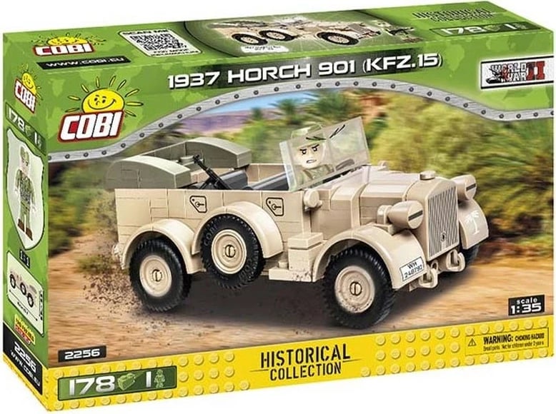 Set blloqe ndërtimi COBI 1937 Horch 901 kfz.15, 178 pjesë, me minifigurë, shumëngjyrësh