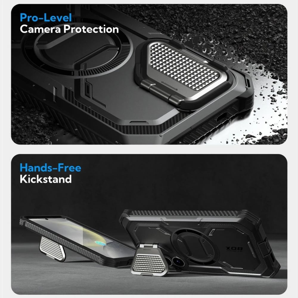 Mbështjellës Supcase ArmorBox MagSafe për Samsung Galaxy S25+, i zi