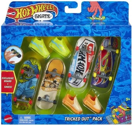Set fingerboard Hot Wheels Skate HNG72 me 4 deska dhe 2 palë këpucë, dekorative