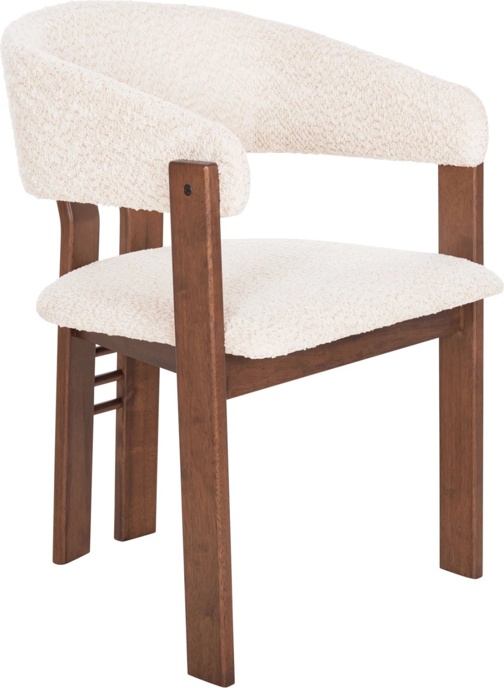 Karrige për ngrënie ZARRA FH9970.03, dru gome, ngjyrë arre, pëlhurë boucle ecru, 55,5x59x81,5H cm, set prej 2 copash