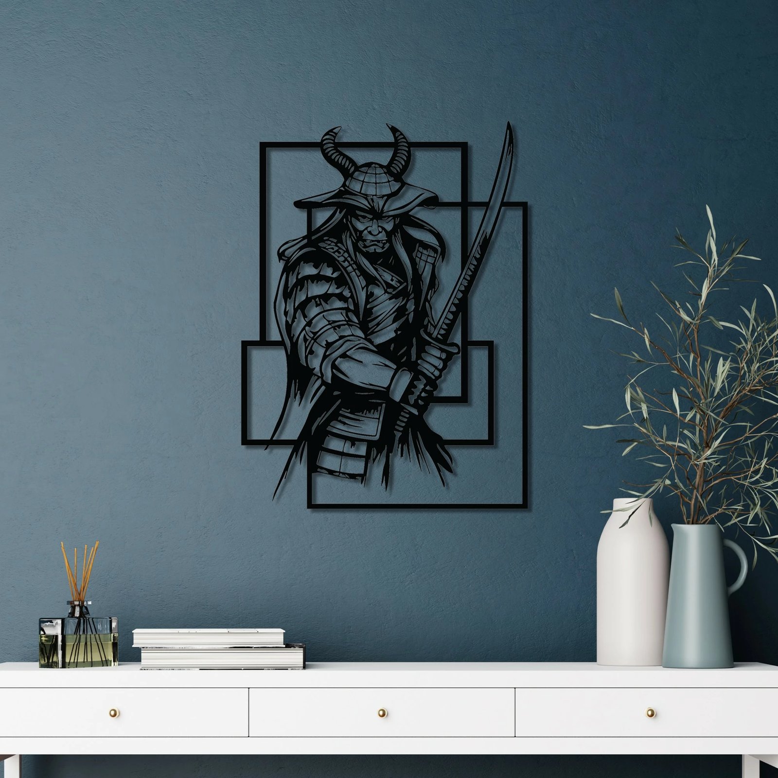 Aksesor dekorativ metalik për mur, Wallity, Samurai