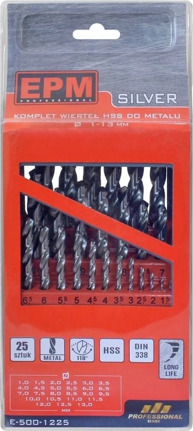 Seti i burgive HSS për metal 1-13mm, 25 copë