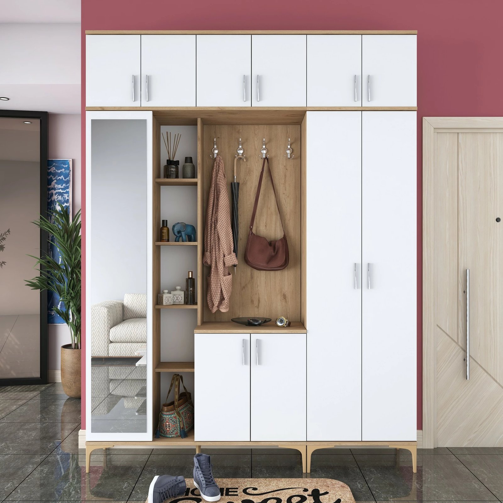 Stendë korridori Hanah Home, EA121 - 2765, ngjyrë arrë dhe e bardhë