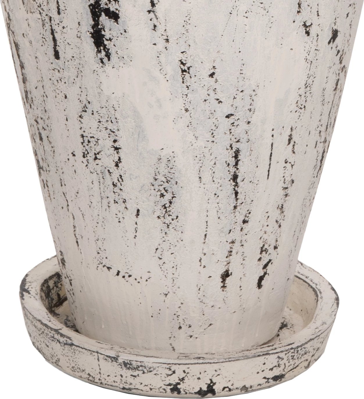 Vazo dekorative për dysheme me bazë pjatë LAUREL FH7927 terrakotë në patinë të bardhë Φ55x120Hcm