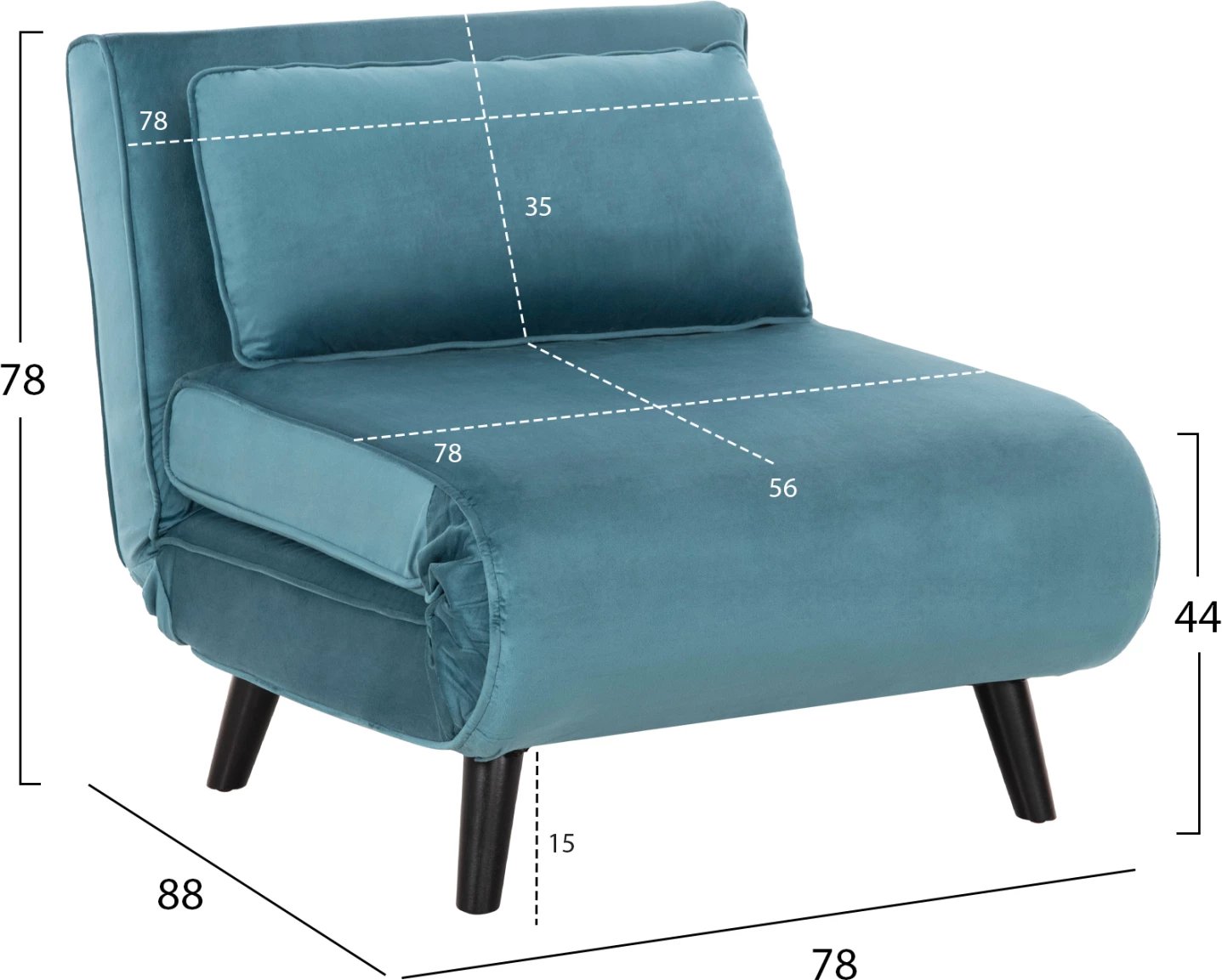 Karrige-shtrat BRAXTON FH8425.25, kadife ngjyrë mente, 78x88x78H cm