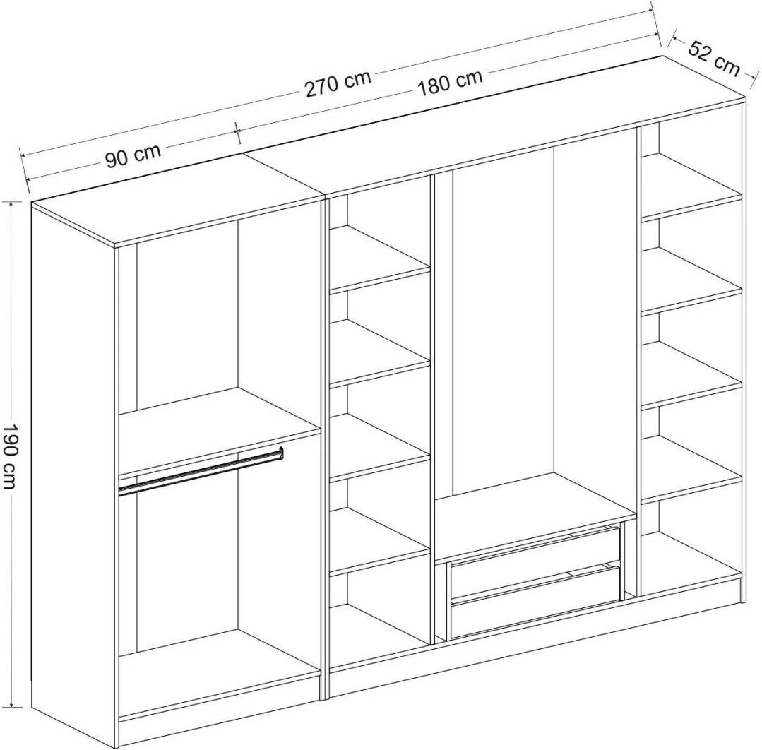 Dollap Skye Decor, i bardhë, 270x190x52cm