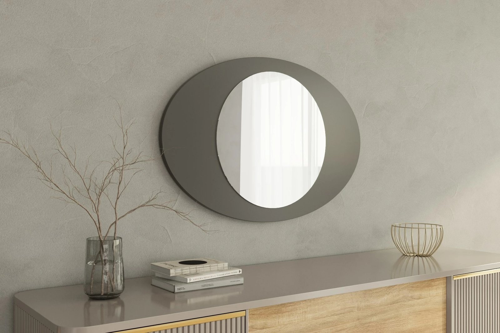 Pasqyrë ovale, ngjyrë antracit, Skye Decor, Obble, 60x90cm