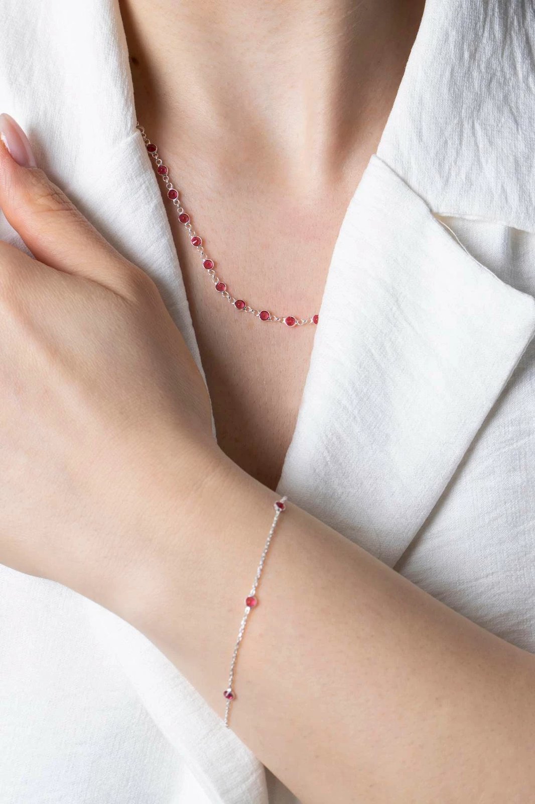 Set varëse dhe vathë argjendi, Jumeon, TFNY65230, ngjyrë e kuqe