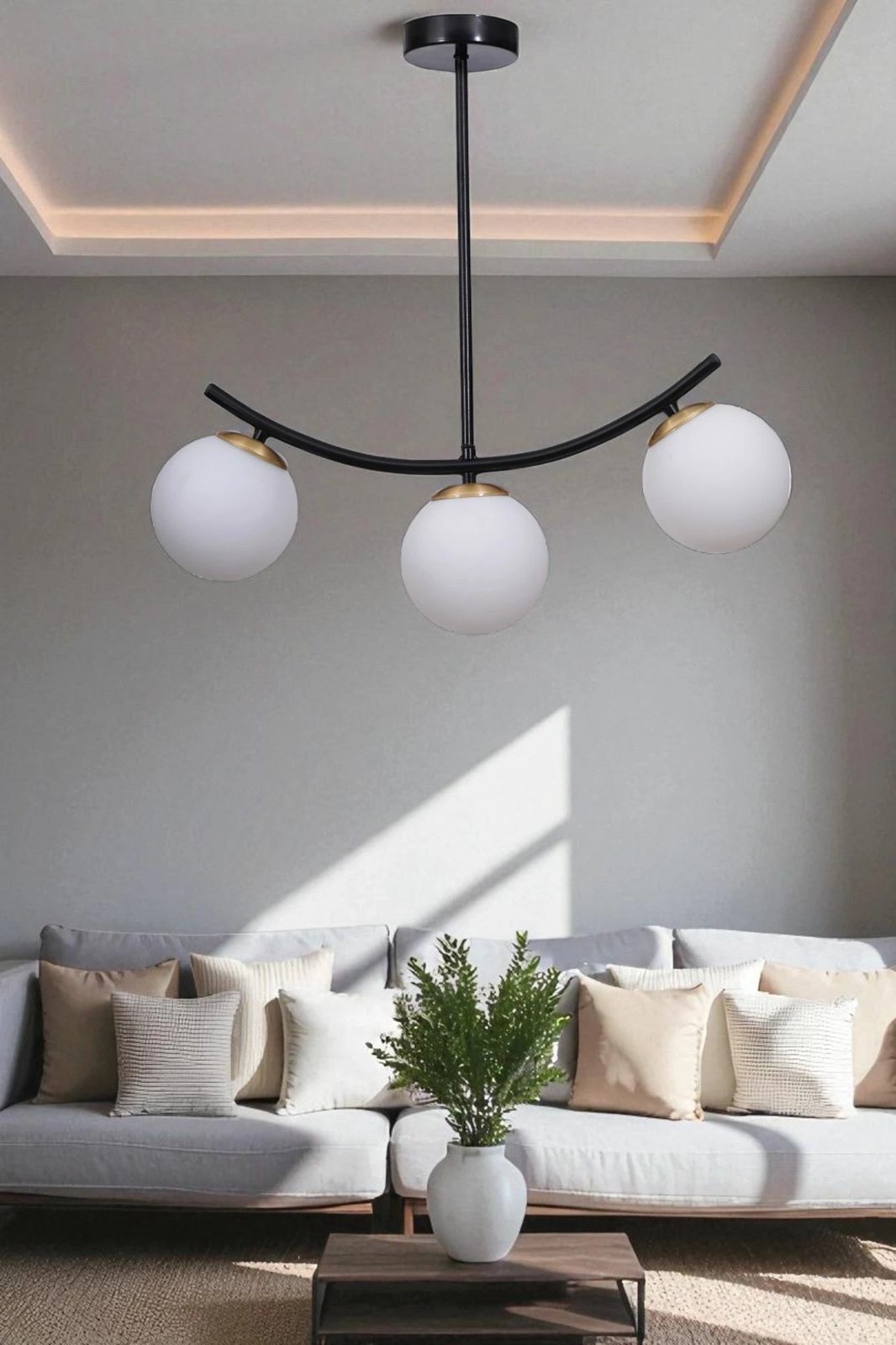 Llambadar Opviq, 9010-6, metal e xham, e bardhë dhe e zezë