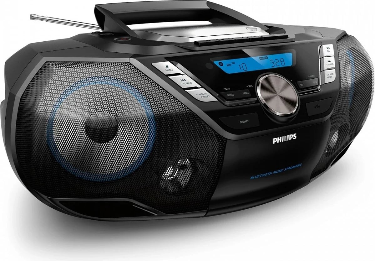 Radio/CD bumbox Philips AZB798T/12 Bluetooth, USB, DAB/DAB+/FM, CD/MP3, kasetofon, 12 W, i zi