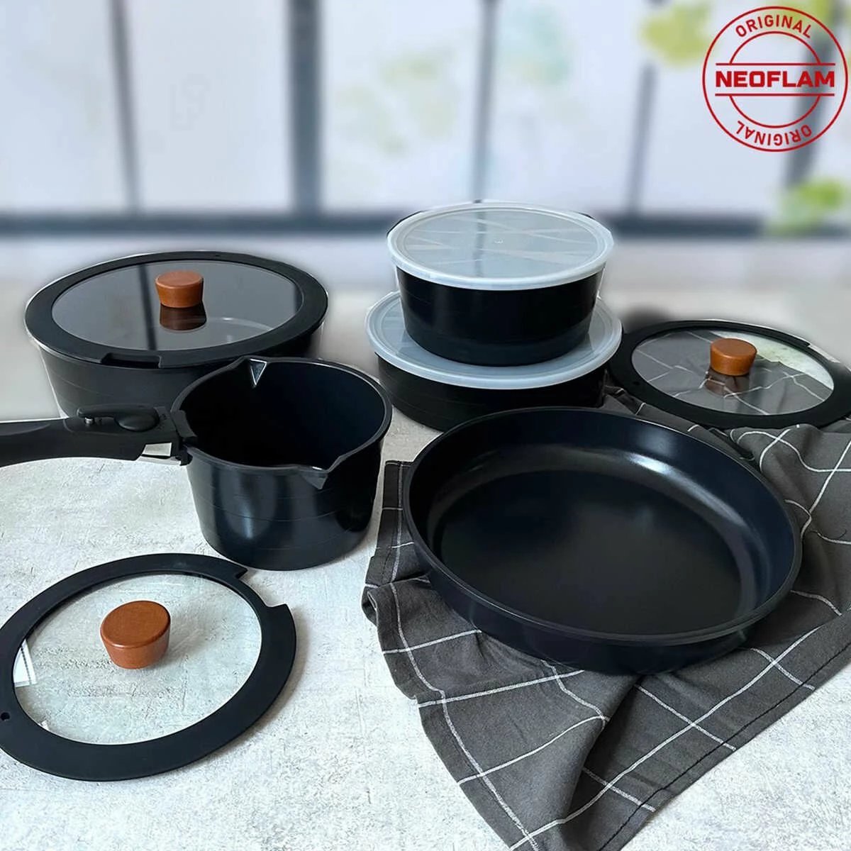 Set tenxheresh (11 pjesë), Hermia Concept, A-NeoflamMidas-11-TT, ngjyrë e zezë