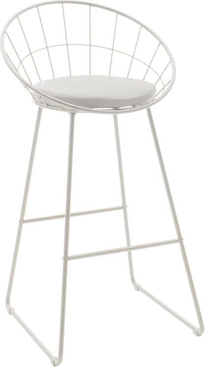 Karrige për bar, metalike, jastëk PVC, ngjyrë bardhë