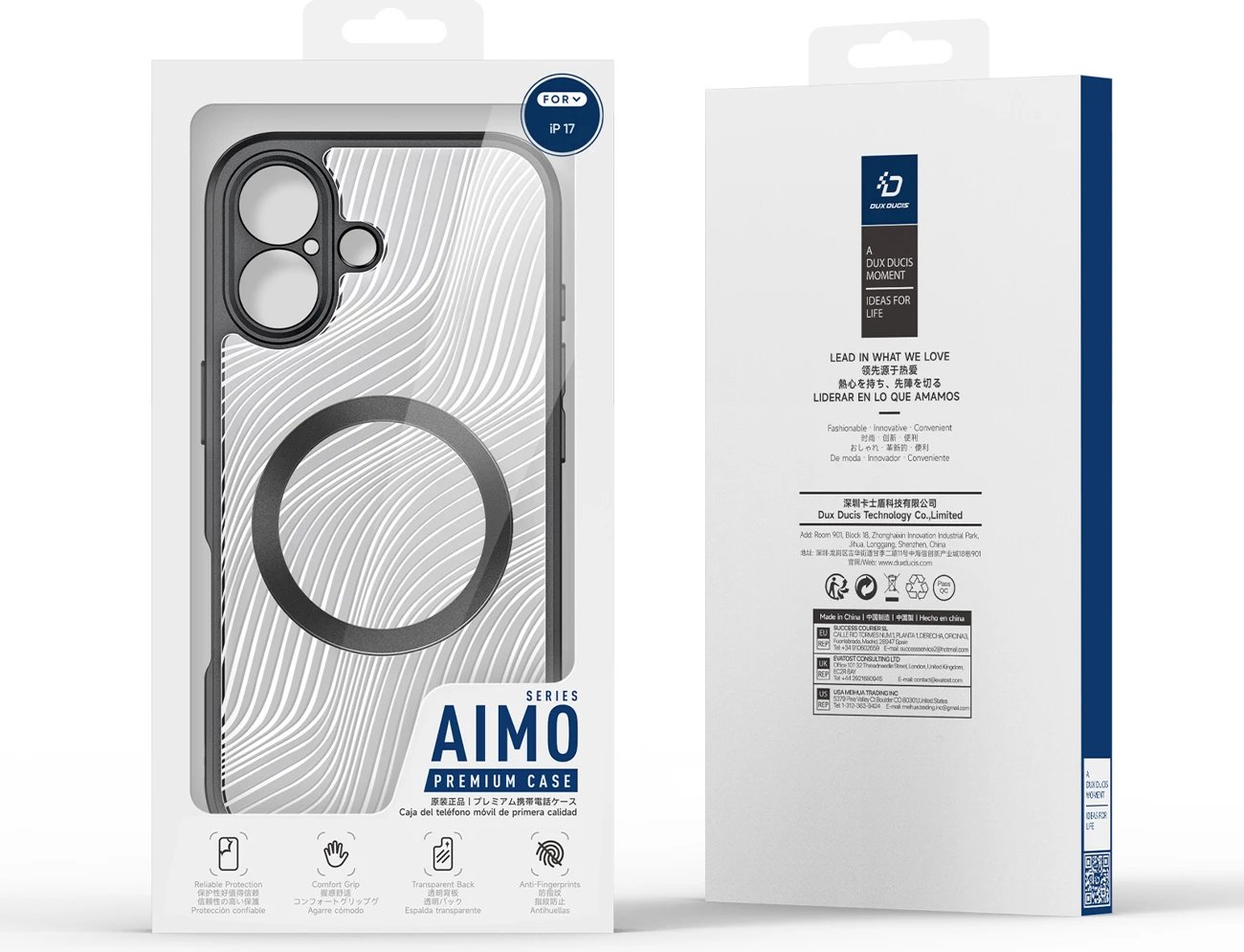 Mbështjellës Dux Ducis Aimo Mag për iPhone 17, me unazë magnetike, i zi