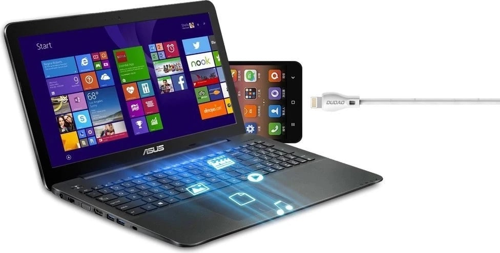 Kabllo USB në USB-C, Dudao L4T, 1m, 2.1A, USB 2.0 480 Mbps, e bardhë