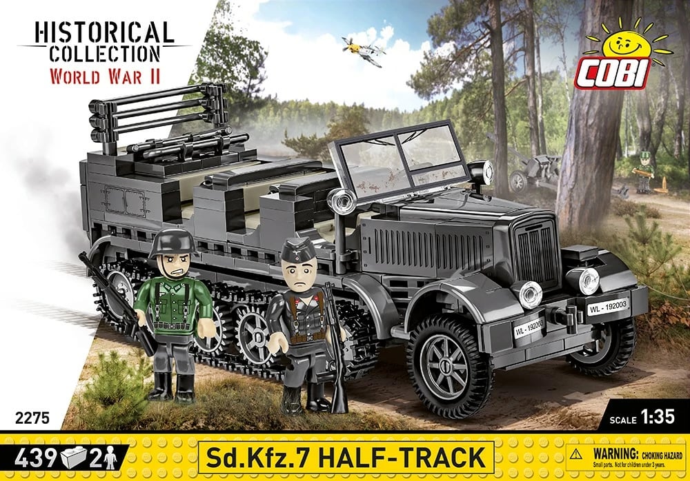 Set ndërtimi Cobi Klocki Sd.Kfz. 7 Half-Track, 439 pjesë, 1:35, me 2 figura, Gri