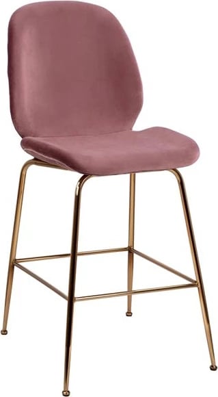 Karrige për bar mesatare FH8524.02, kadife rozë e zbehtë & kornizë metalike ari, 48x61x103 cm., set prej 2 copë