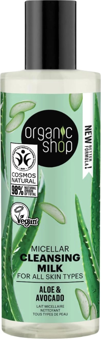 Qumësht pastrues fytyre Organic Shop Aloe & Avocado 150ml