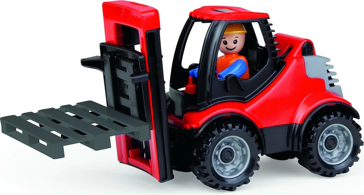 Lodër forklift Lena Truckies me paletë dhe figurë operatori, plastikë, Kuqe/Zi
