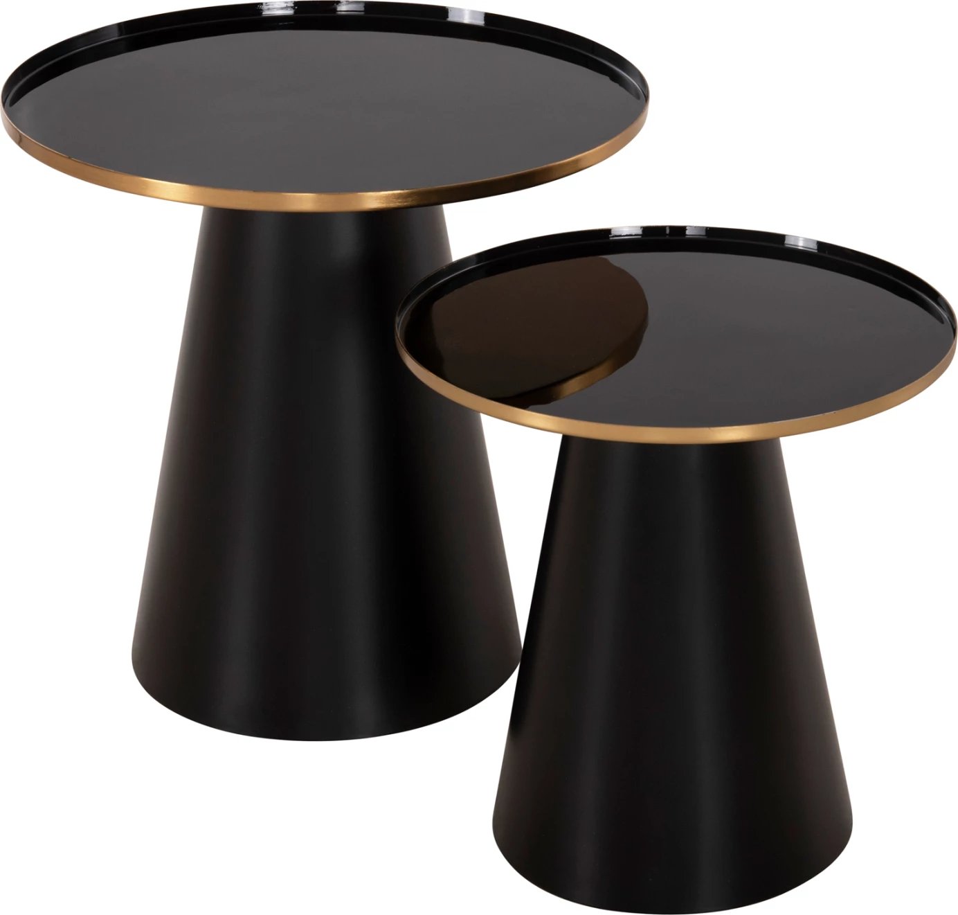 Tavolina kafeje 2 copë, BENG FH9920, sipërfaqe metalike të emaluara, bazë mat, ngjyrë e zezë, Φ50 & Φ40 cm Tavolina kafeje 2 copë, BENG FH9920, sipërfaqe metalike të emaluara, bazë mat, ngjyrë e zezë, Φ50 & Φ40 cm