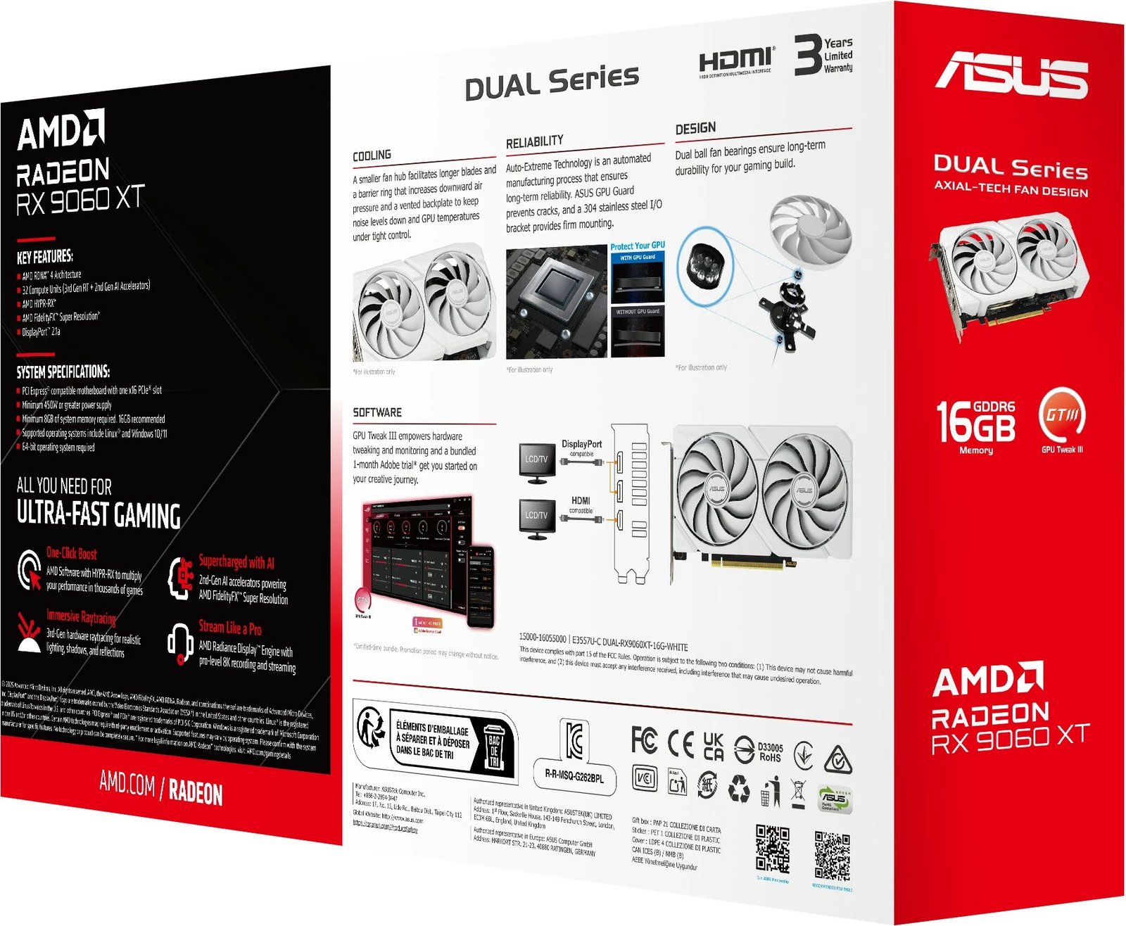 Kartelë grafike ASUS RX 9060 XT DUAL 16GB GDDR6 e bardhë