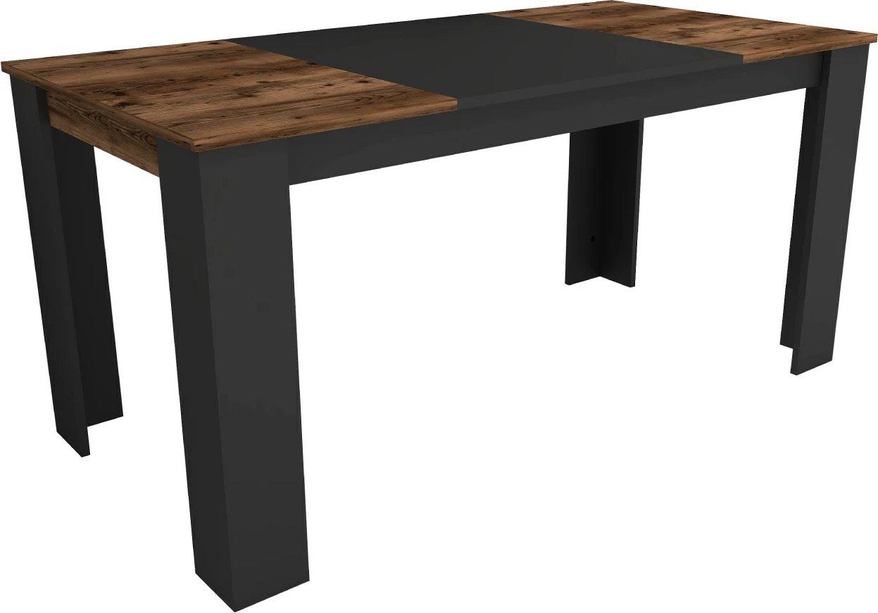 Tavolinë ngrënieje Skye Decor, Line, ngjyrë arrë e çelët, e zezë