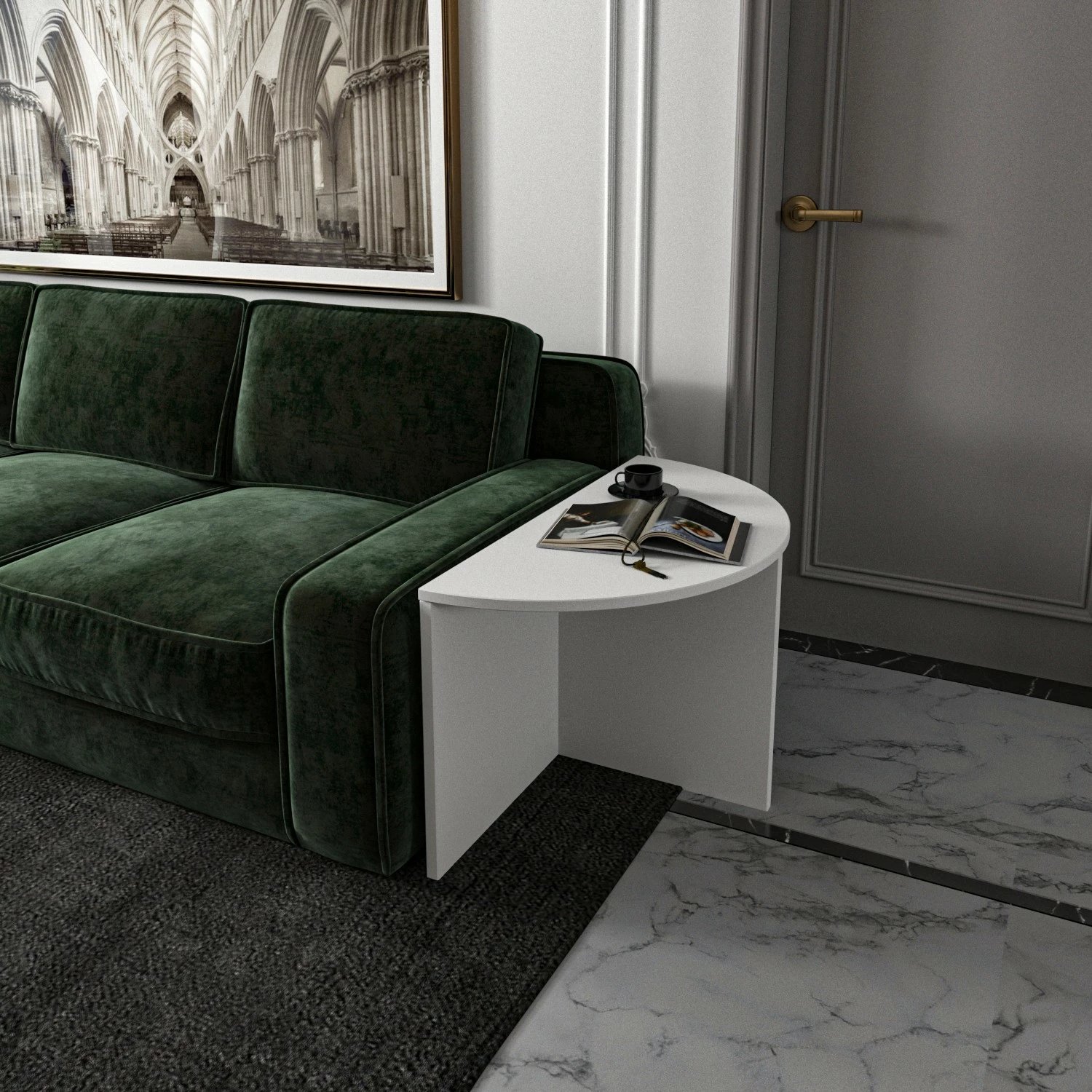 Set tavolinash kafeje Hanah Home, Dolunay, e bardhë