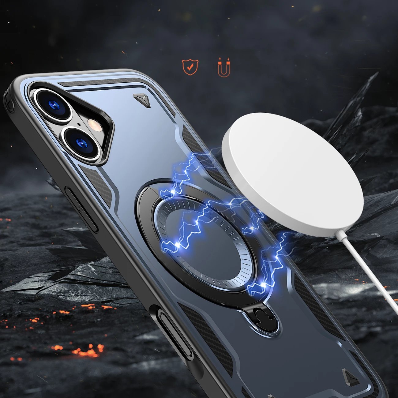 Mbështjellës Hurtel Hybrid Armor Trendy me MagSafe për iPhone 16 Plus, Blu