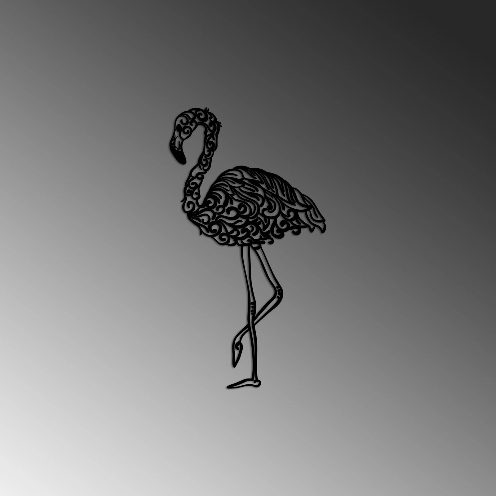 Aksesor dekorativ metalik për mur, flamingo, Wallity, 50x27cm, i zi