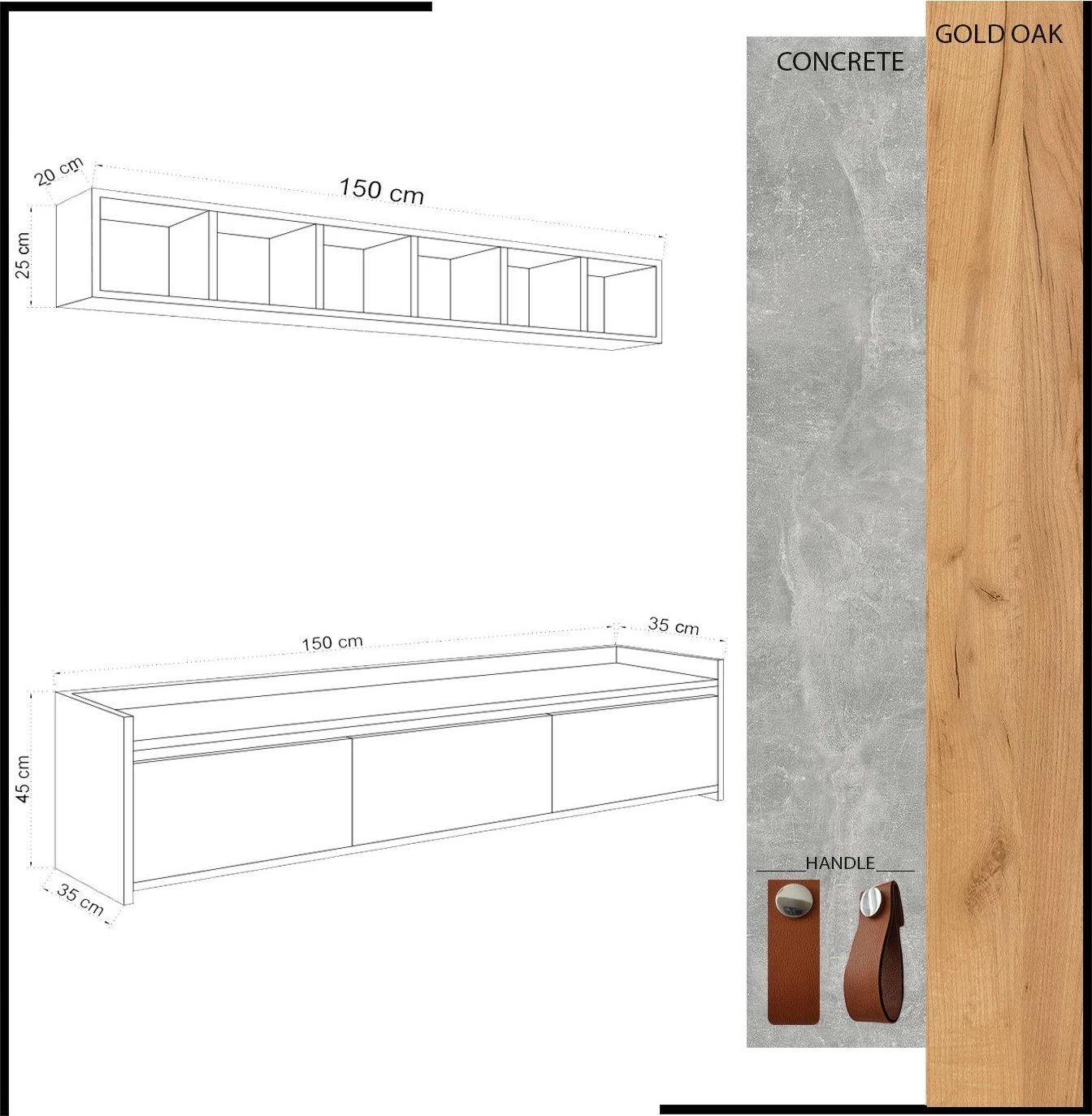 Komodë TV Hanah Home, Sleppa, ngjyrë lis dhe e bardhë