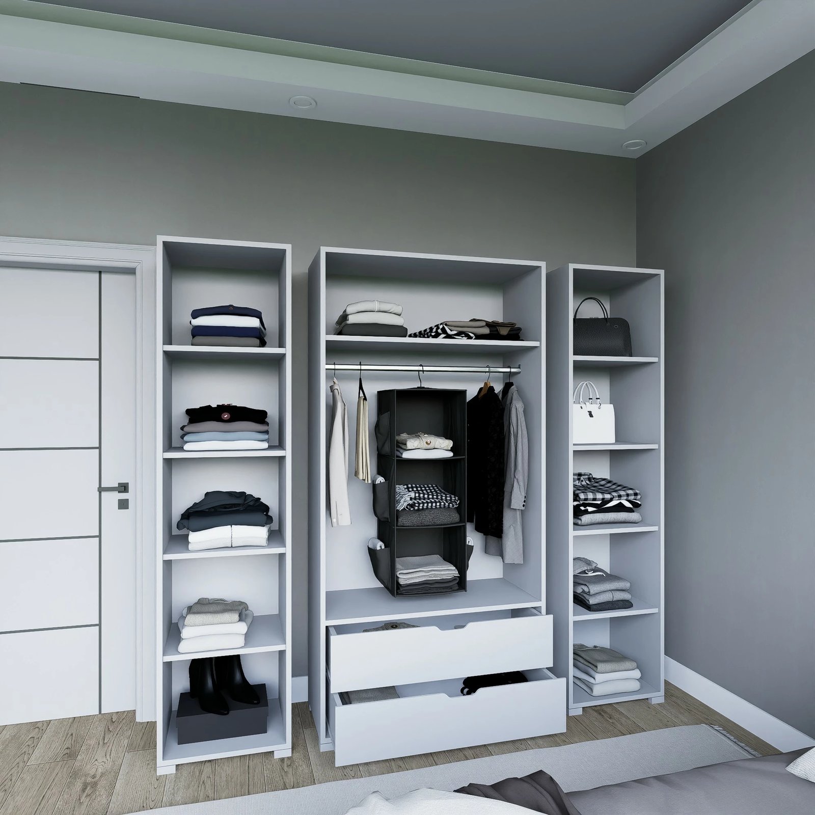 Dollap për rroba, ngjyrë e bardhë mat, Skye Decor Duru 1600-023