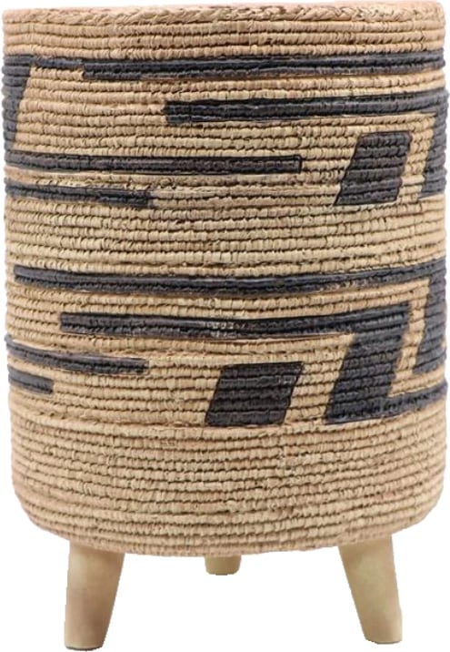 Vazo dekorative INKA, polirezine, natyrale e zezë, 19x19x27cm