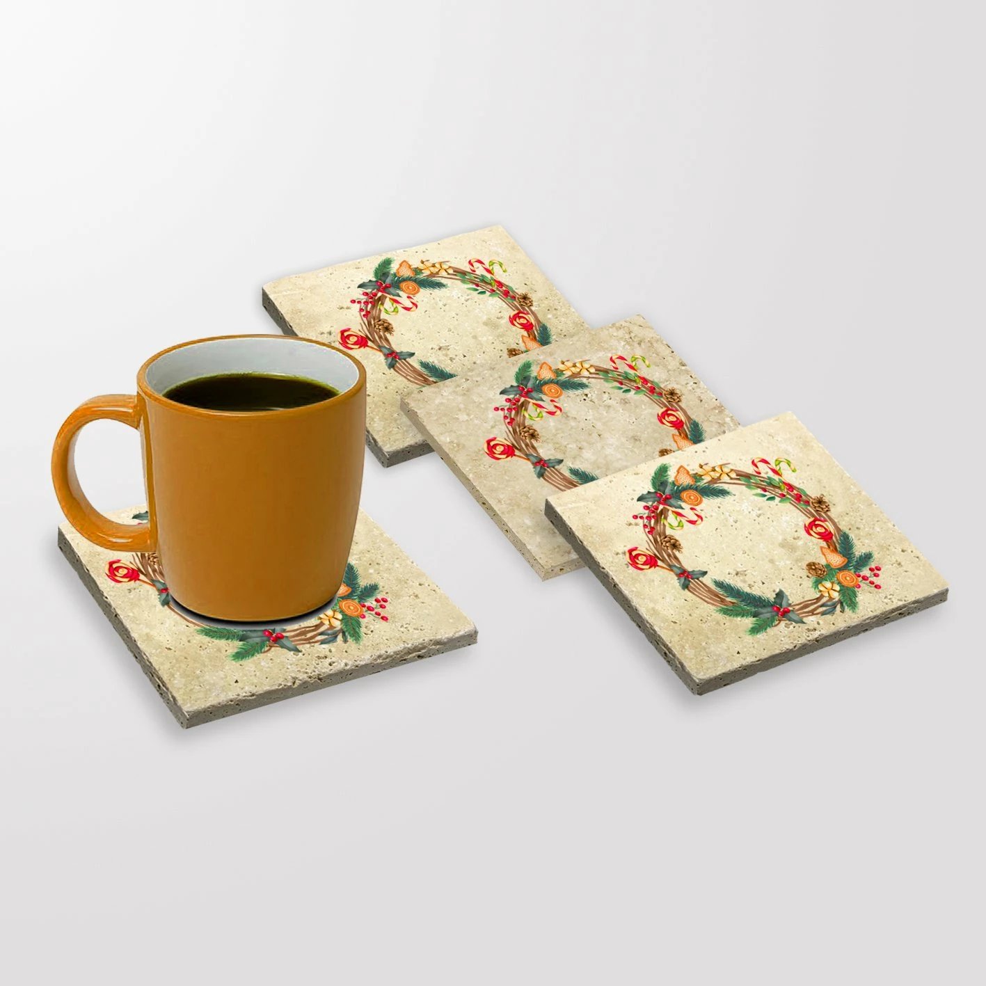 Set nënshimesh prej guri natyral, shumëngjyrëshe, 4 copë, Hermia, TBA1860