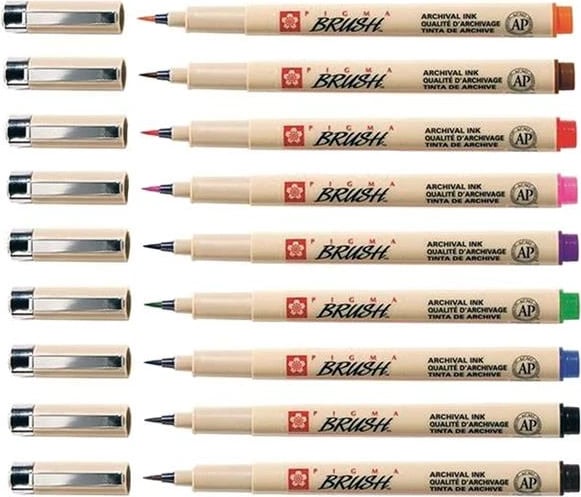 Markerë brushë TALENS Sakura Pigma Set 9 copë Markerë brushë TALENS Sakura Pigma Set 9 copë