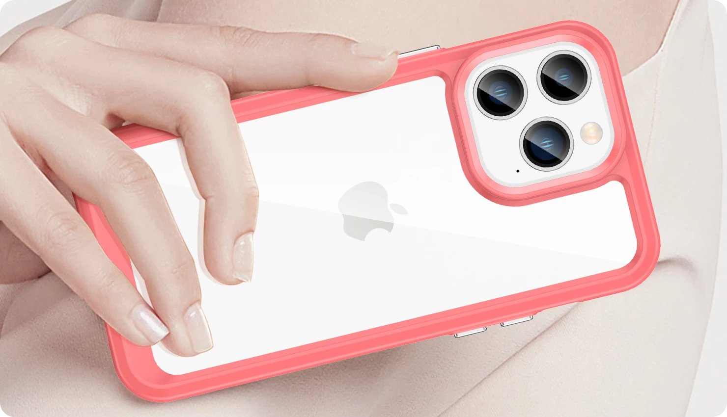 Mbështjellës Hurtel Outer Space Case për iPhone 14 Pro Max, hard cover me kornizë xhel, Kuqe