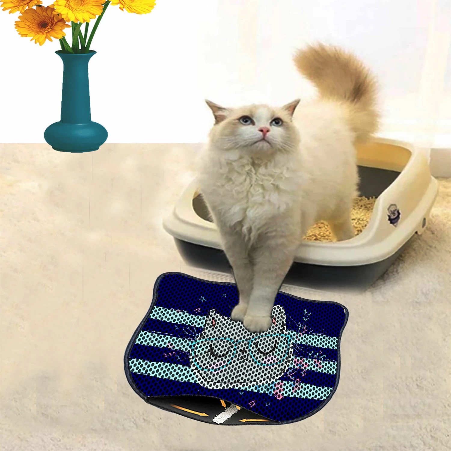 Tapet për rërë mace, shumëngjyrësh, Paws & Whiskers, Kdkafa0001, 40x50cm